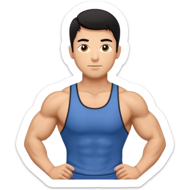 nein es soll ein fitness trainer sein der männlich ist mit schwarzen haaren stehend sticker