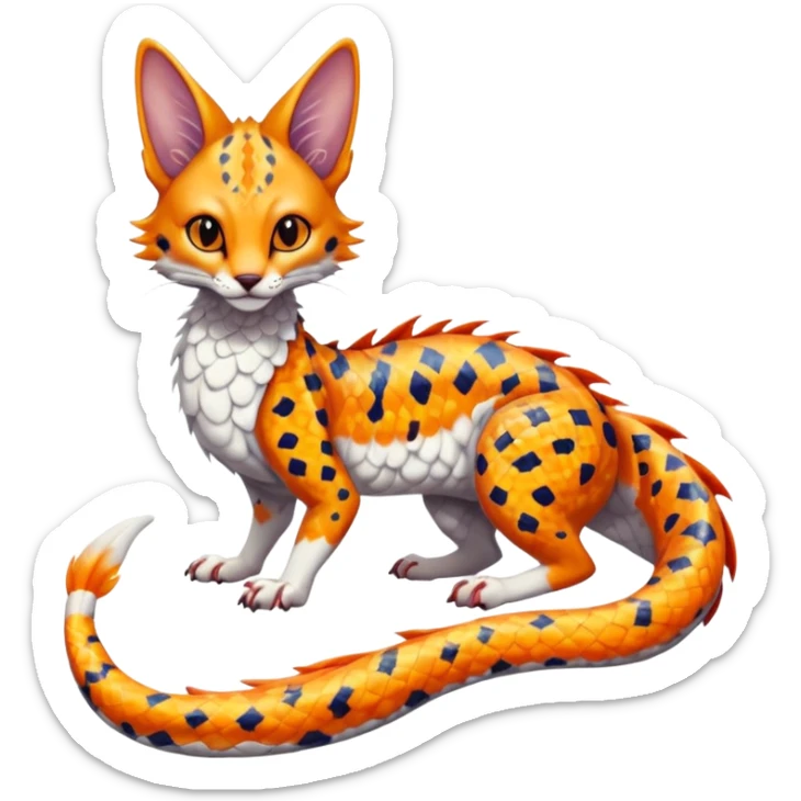 Flurry furry scaly sergal-serval-possum-sphynx-Koi-sergal-fusion-animal-hybrid-creature with a snake-tail sticker