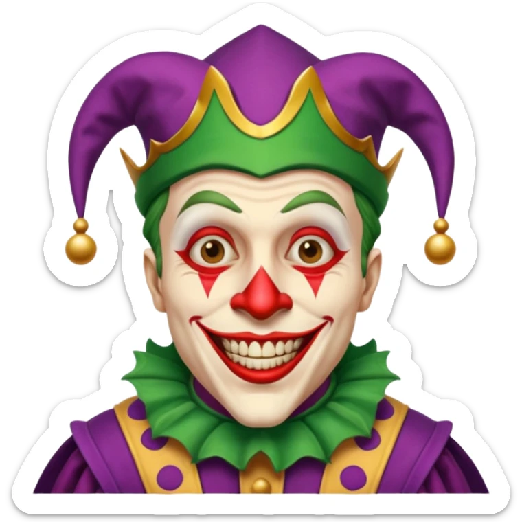 crazy funny colorful human jolly joker, medieval, vintage, court jester, mac os icon sticker