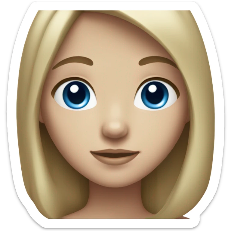 Girl white skin, dark blond hair and blue eyes  sticker
