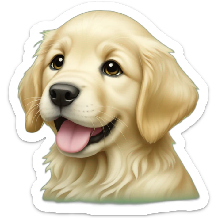 English cream Golden retriever puppy realistic green background sticker