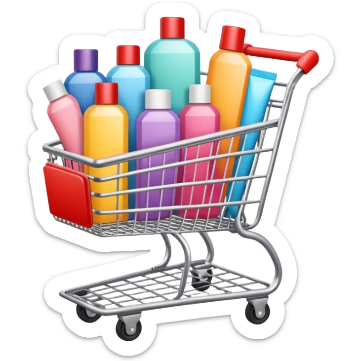 shopping cart full of beauty products sticker