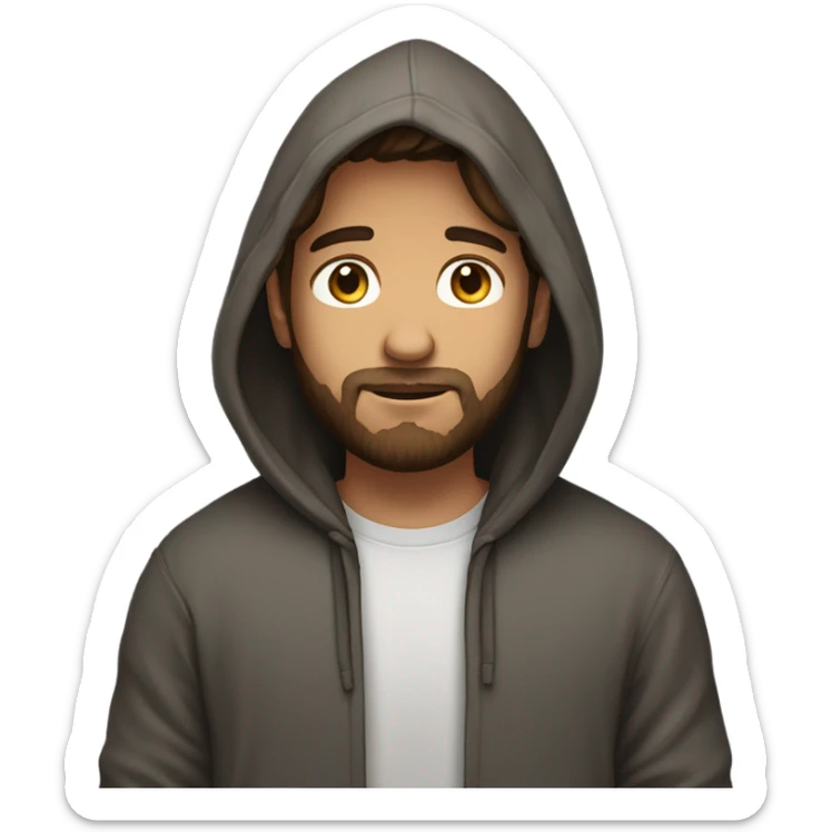 Handsome man with brown hairs and 3 days beard wearing a hoodie as he is praying sticker