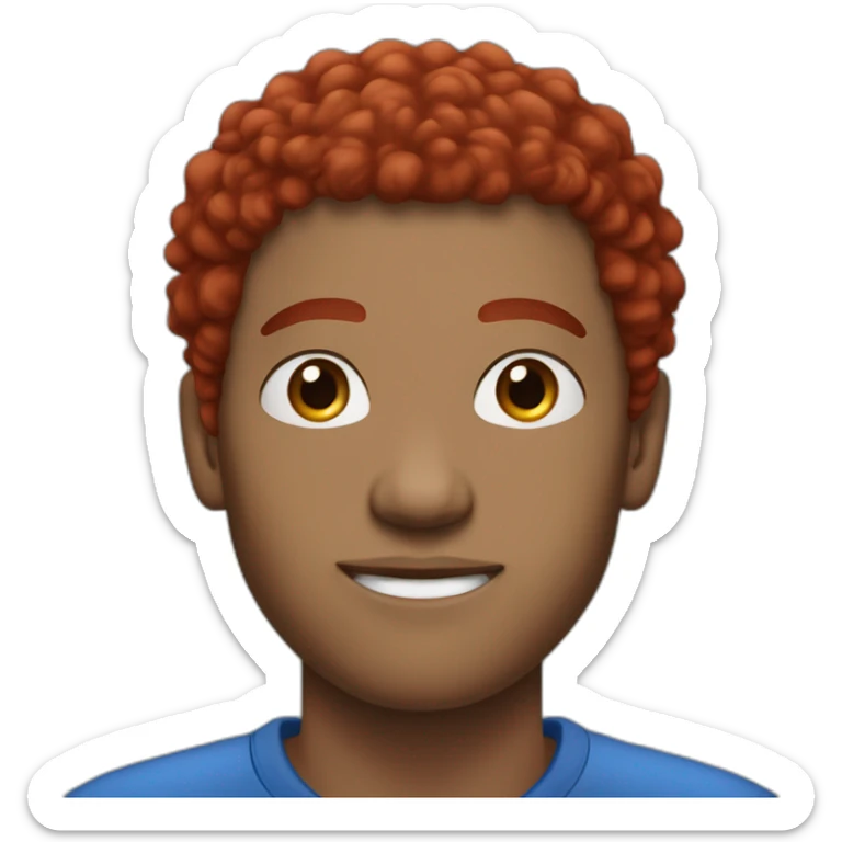 Man, red afro hair with lock of hair blue, eye brown, eyebronw piercing sticker