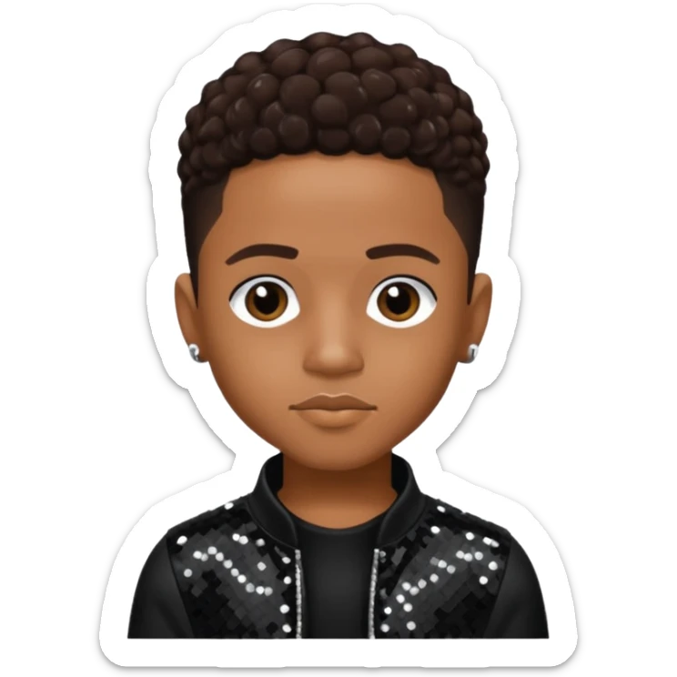 Lil Fizz from B2K with dark brown hair, black sequin outfit sticker