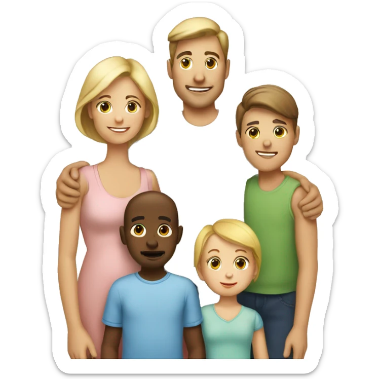 White Family with 3 kids eldest boy 1 girl 1 infant girl sticker