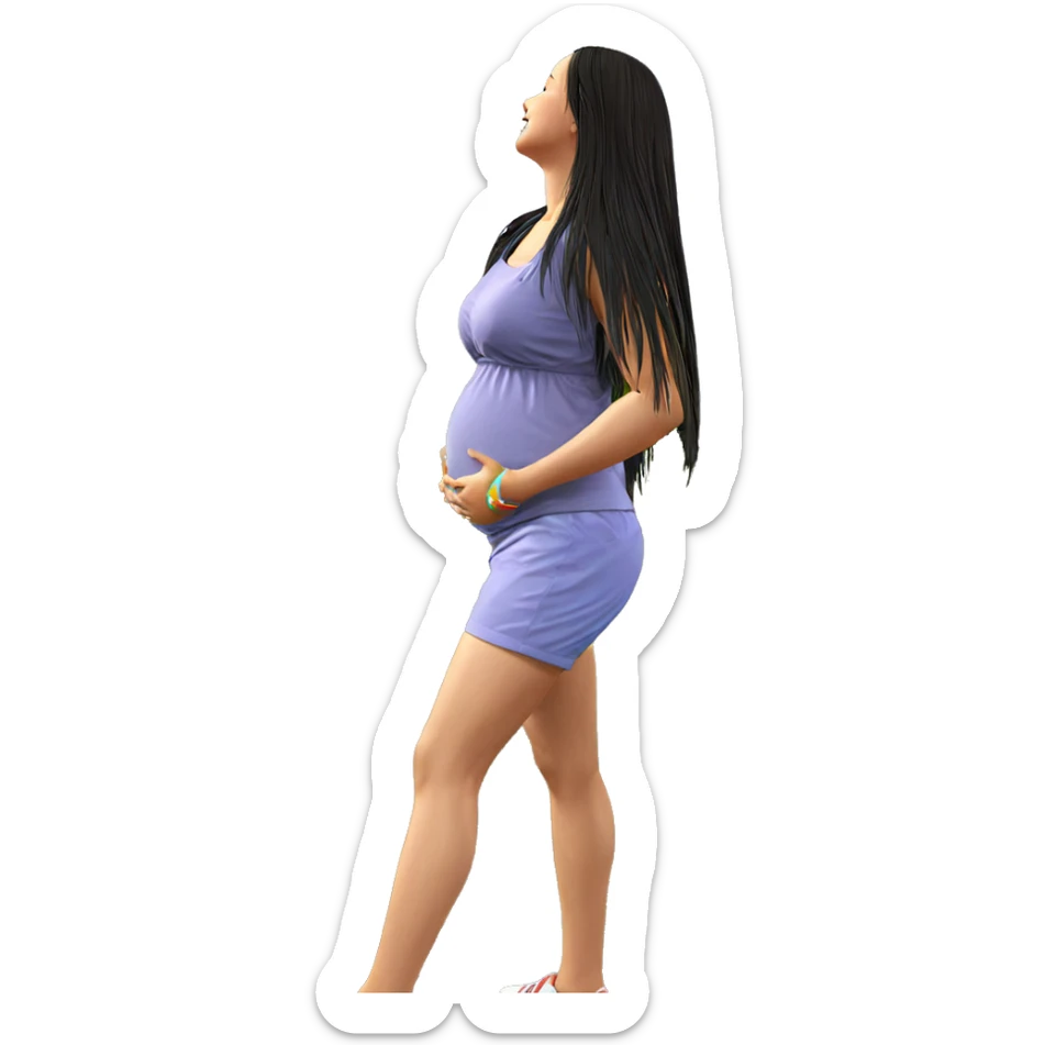 pregnant girl under rainbow sky sticker
