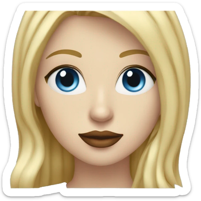 blonde pale white woman with blue with eyes working on laptop with #E397A0 color lips sticker