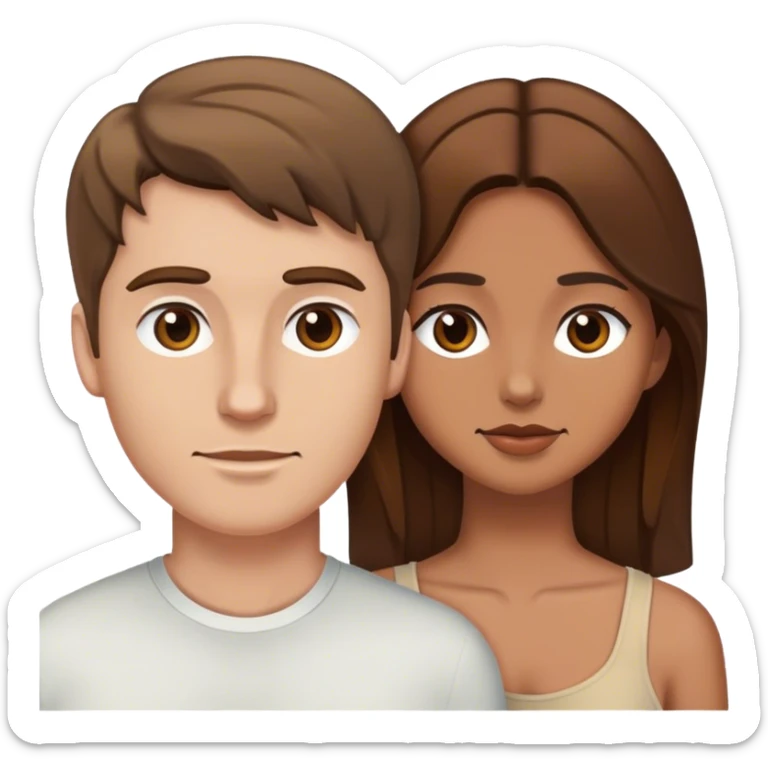 White man brown hair and tan girl brown hair couple  sticker
