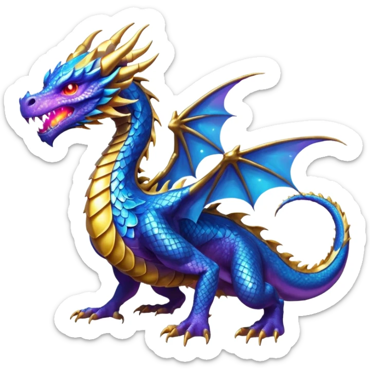 Amazing cool dragon with golden purpleish blue aura firing a energy blast which looks cool and dangerous at the sametime sticker