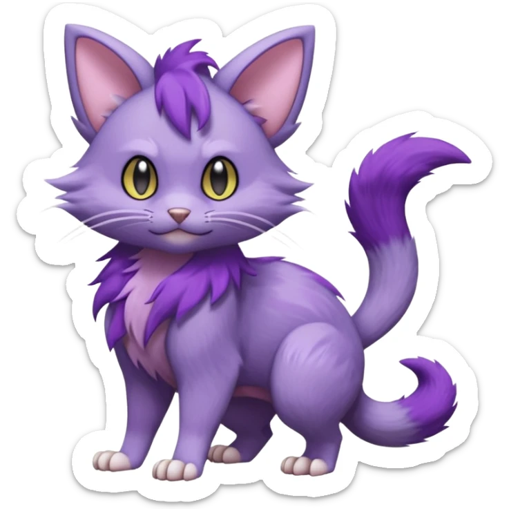 Purrloin-Delcatty-Rattata-Pokémon-fusion-hybrid-creature (full body) sticker