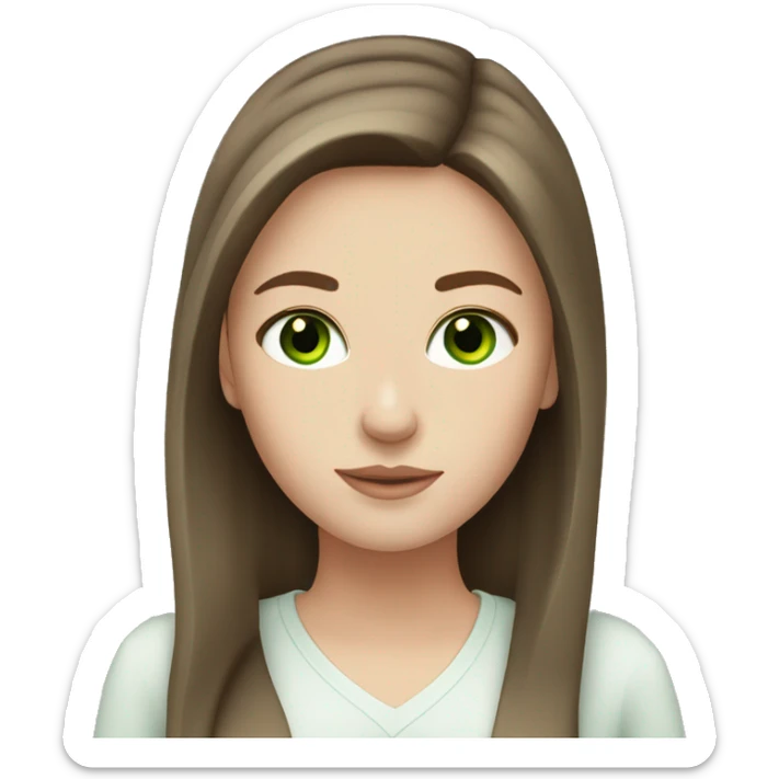 white girl with straight brown hair and green eyes sticker
