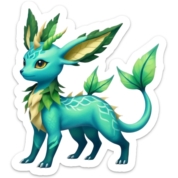 Salandit-Leafeon-Vaporeon-hybrid-fusion (full body) sticker