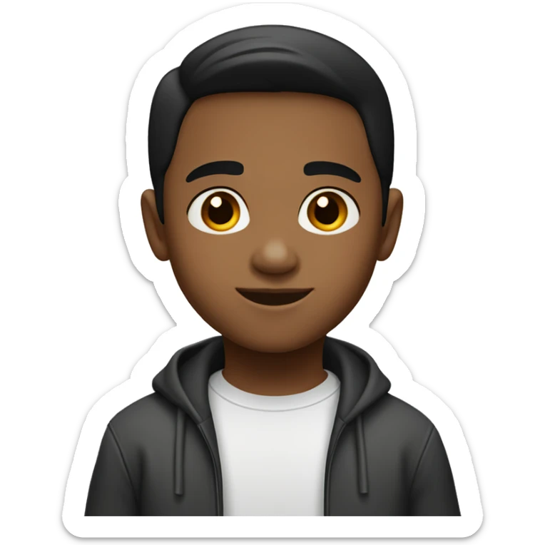 Little mid toned kid with black short straight ear length hair and middle part brown eyes  sticker