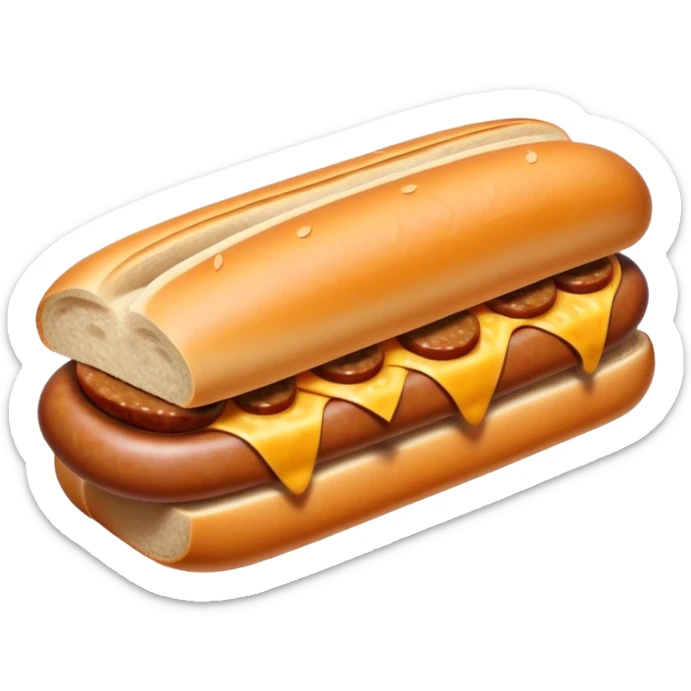 Sausage Sizzle Cinematic Realistic Sausage Sizzle Dish Emoji, depicted as a sizzling sausage tucked into a triangular slice of bread, rendered with rich textures and dynamic, warm lighting. sticker