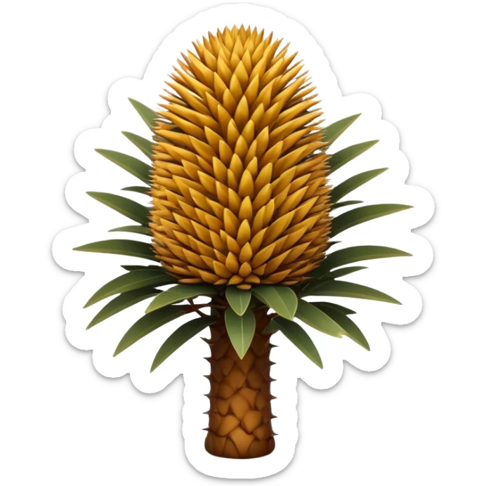 Cinematic Realistic Banksia Emoji, Bold and striking, with spiky, cylindrical flower heads covered in rich golden hues. The leaves are thick and leathery, adding a sense of strength to this unique and iconic tree. Soft glowing outline, capturing the essence of Australian ruggedness and floral beauty in a distinctive banksia tree! sticker