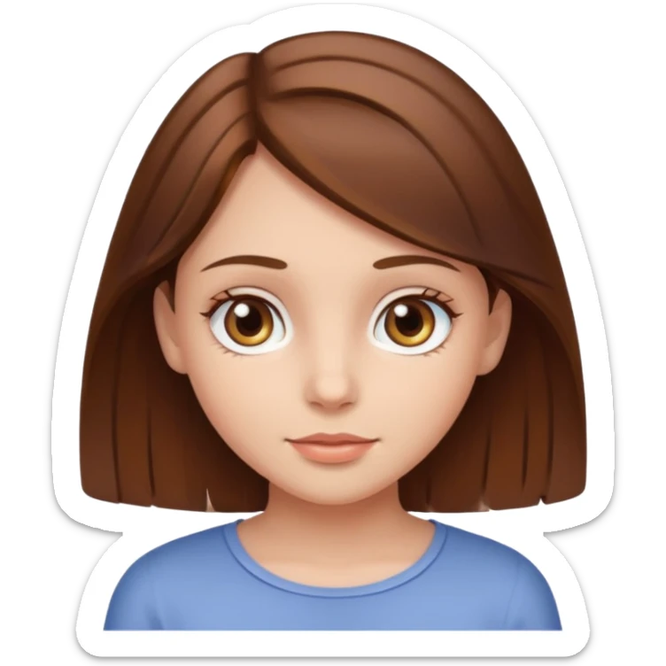 Sweet girl with hazel eyes and brown medium hair  sticker