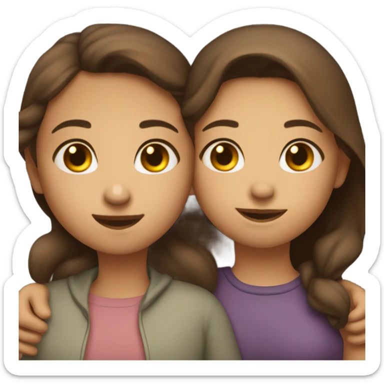 lesbian cuddles dark brown hair girl and light brown hair girl  sticker