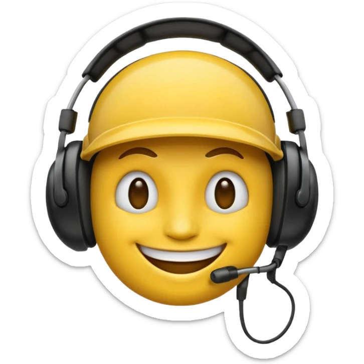 un emoji qui écoute de la musique avec un casque avec un léger sourire sticker