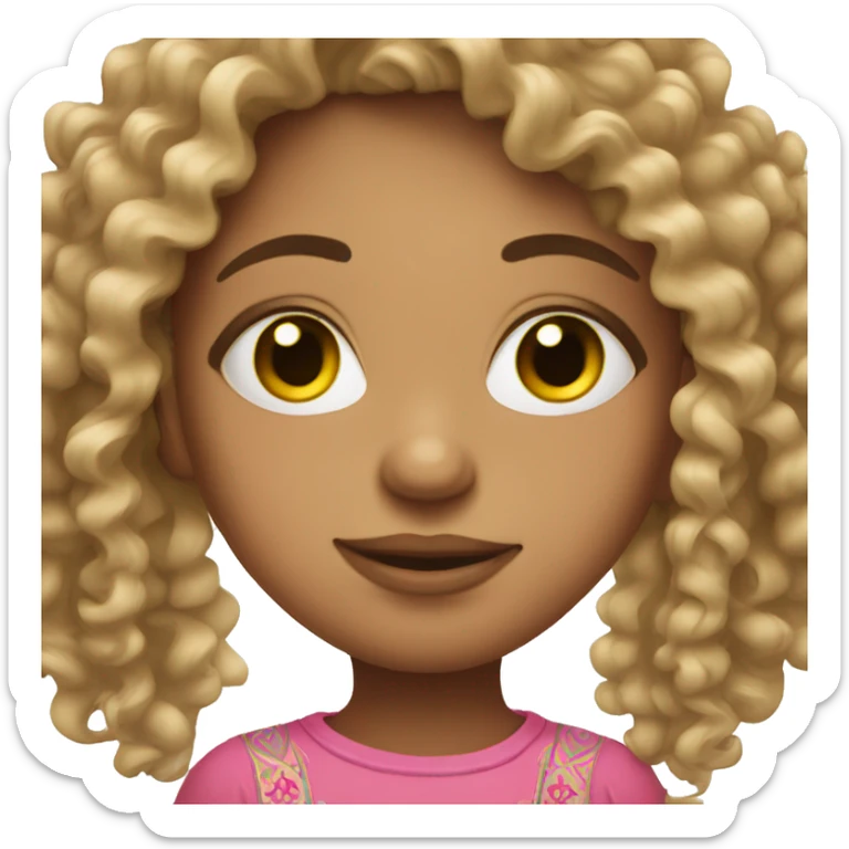 Mexican girl with curly hair and a pink nose ring  sticker