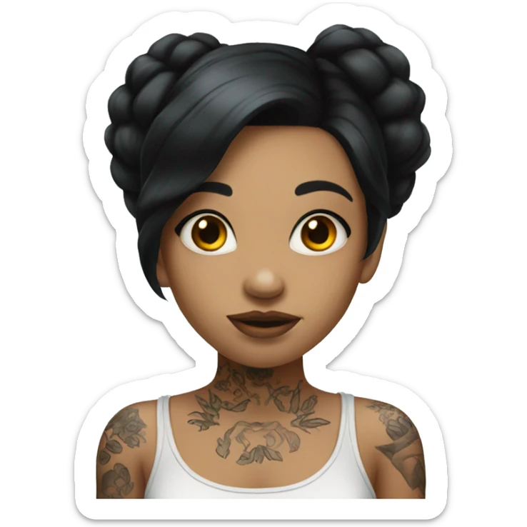Girl with black hair and tattoos sticker