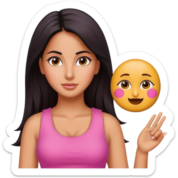 ipretty bratz emoji of katrina kaif wearing a pink top sticker