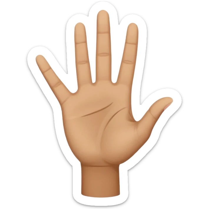 a .5 veiw of a person with their hand out in front of them facing palm up, and their other hand facing sideways, resting in the first hand to make a T shape. this mimics the hand motion for the slang term “boi” sticker