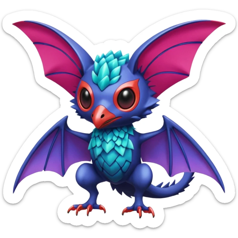  exotic tropical cyber-Swoobat-Trico-Fakémon-Pokémon-Vernid-creature sticker