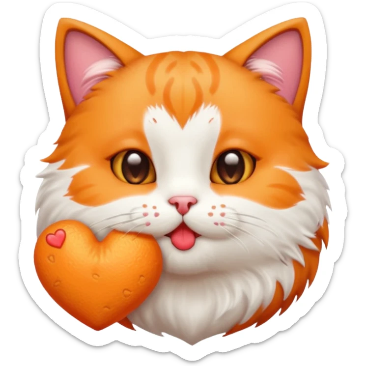 A cute circular cat blowing a smooch kiss with heart and little bite on the lower lip sticker