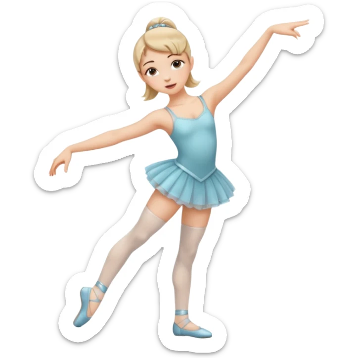 Una chica con vestuario de bailarina urbana con las piernas flexionadas, el dedo índice en la boca, el tren superior inclinado hacia la izquierda y con la cadera proyectada hacia la izquierda sticker