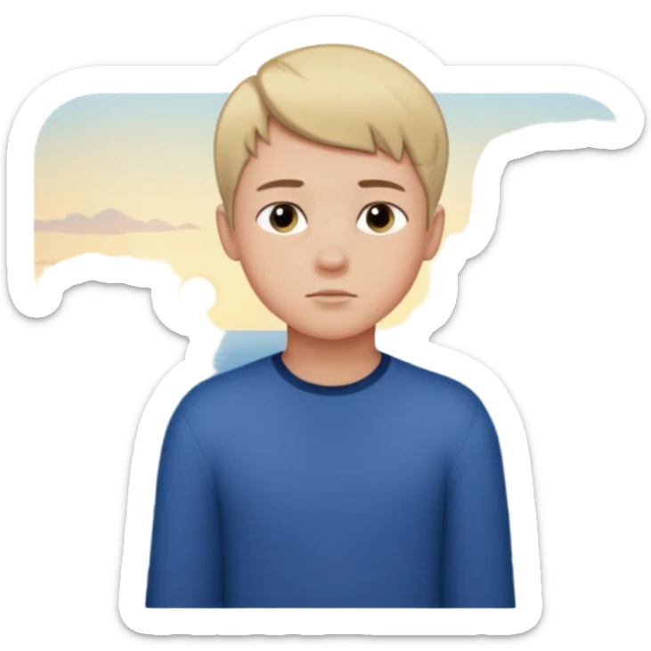 An Emoji of boy with short hair, who can be described by three words: perfectionist, air, ocean sticker