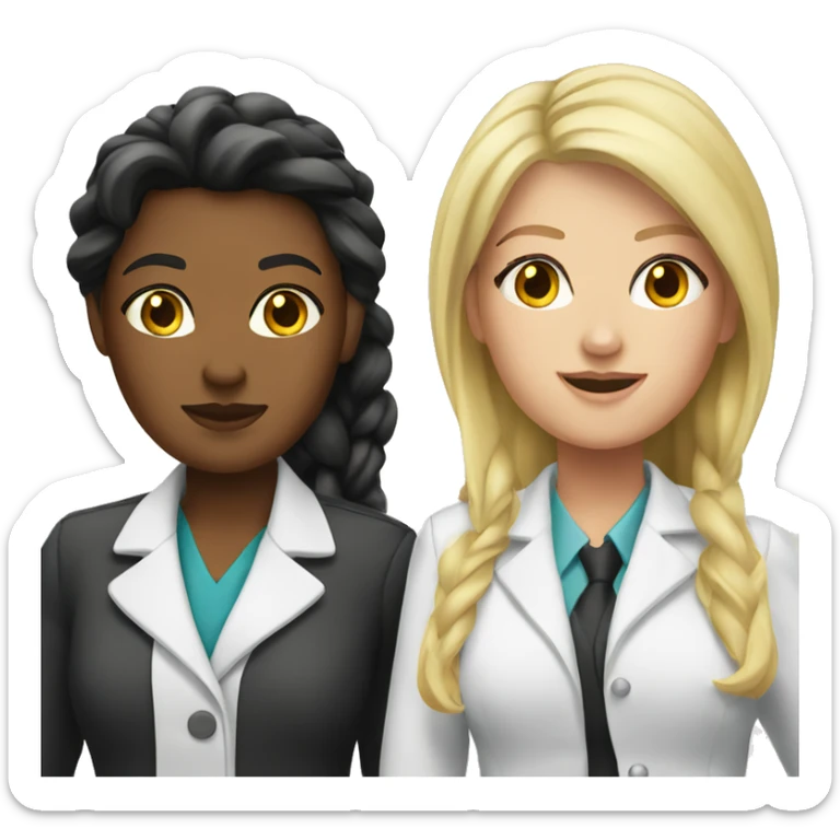 Blonde Lawyer and brunette doctor bestfriends sticker