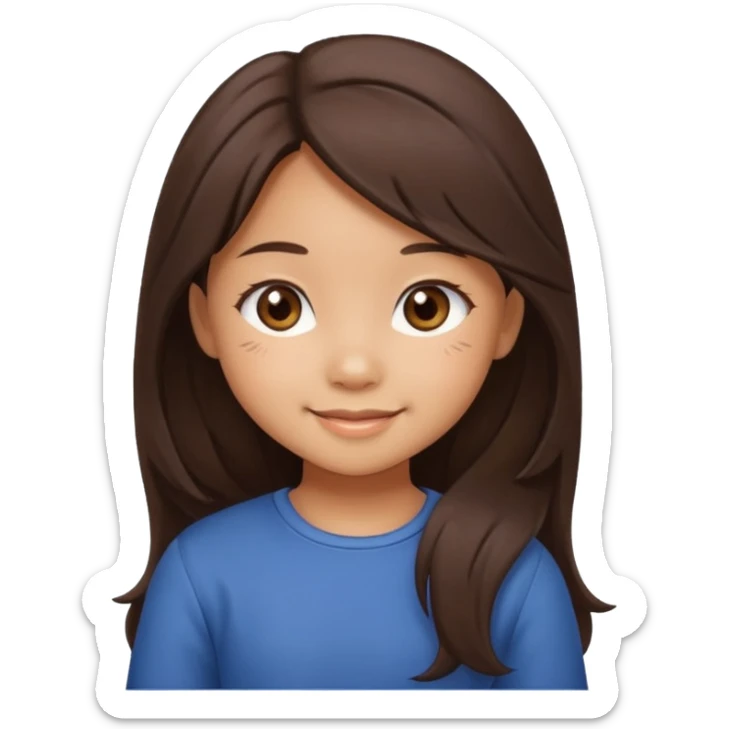 Create 4 cute emoji-style illustrations of a Filipina girl, chibi cartoon style, round face, warm brown skin, long dark hair.
Emoji 1: smiling sweetly with soft eyes.
Emoji 2: blushing shyly, hands near face, kilig expression.
Emoji 3: playful wink with a small heart.
Emoji 4: blowing a kiss. sticker