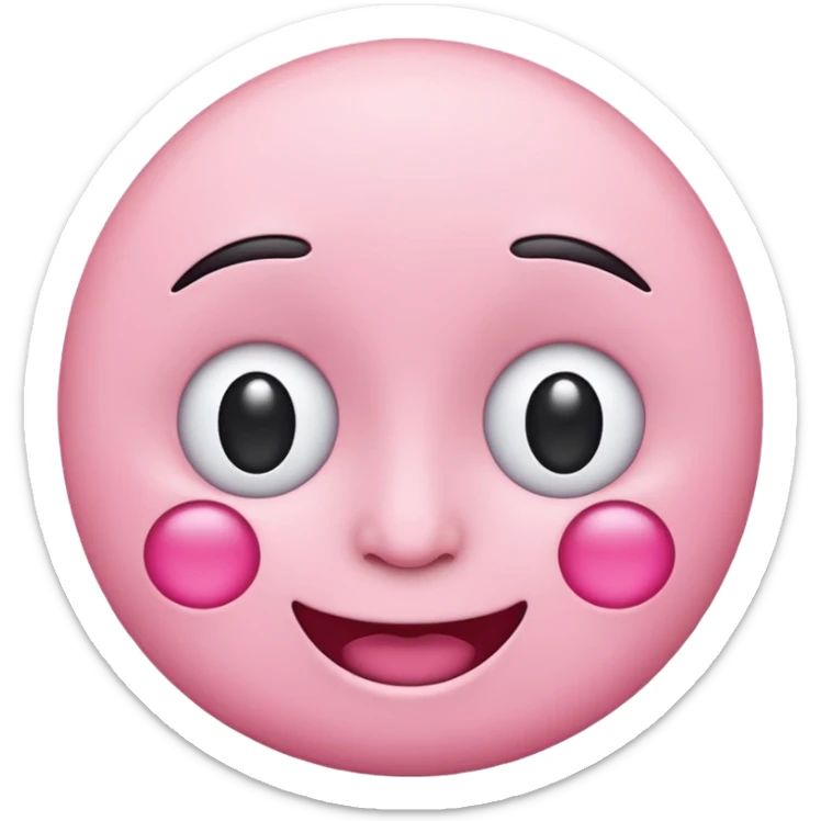 một emoji cảm xúc hạnh phúc, chỉ gồm 2 con mắt,  mắt trắng, má hồng sticker