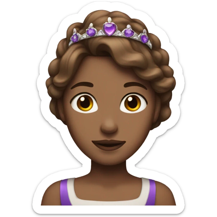 Girl with brown hair and purple tiara sticker
