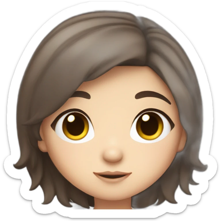 chibi cartoon girl with dark brown hair and freckles sticker