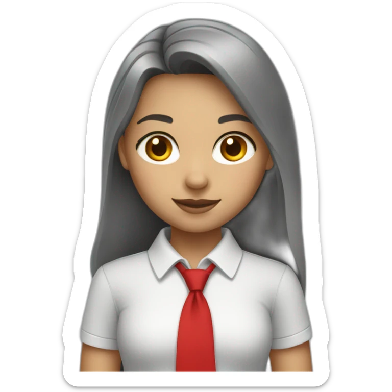 girl wearing a white polo and red necktie and grey skirt sticker