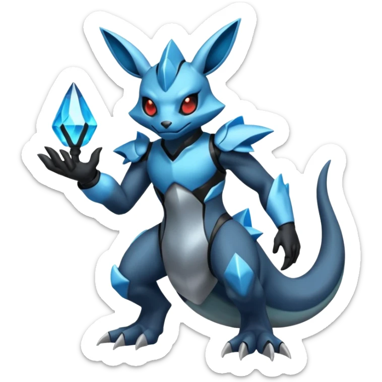Shiny Futuristic Dusclops-Dusknoir-Salandit-Glaceon-Fakémon-hybrid-creature (full body)  sticker