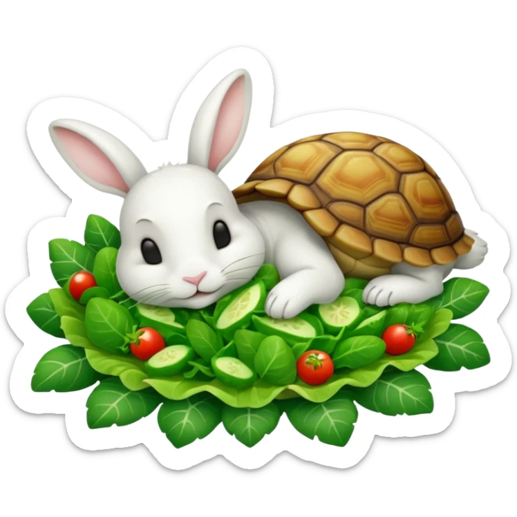  lapin qui dort et la tortu qui mange de la salade sticker