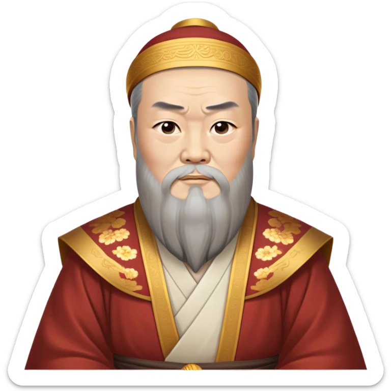 Cinematic Realistic Confucius Portrait Emoji, depicted as a wise ancient philosopher in traditional robes with a serene, contemplative expression, rendered with soft timeless textures and harmonious natural lighting that captures his enduring wisdom. sticker