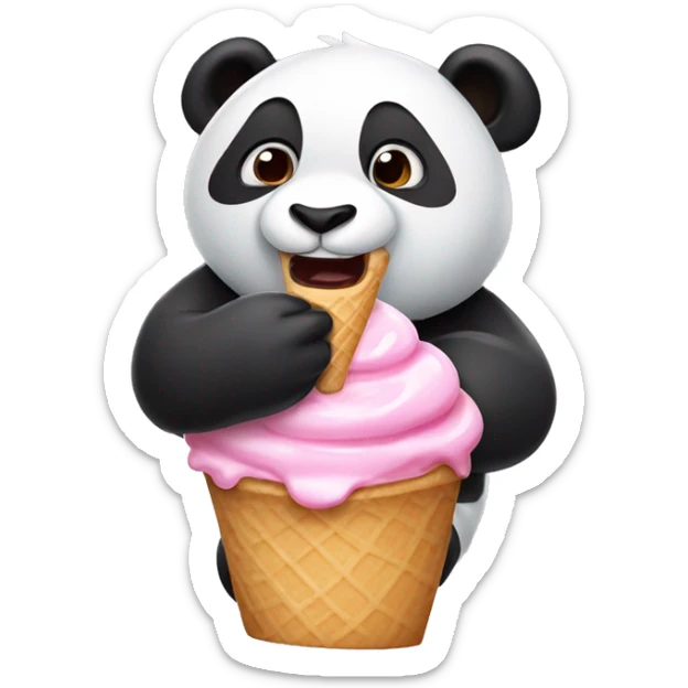 Panda eating ice cream sticker