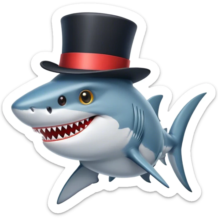 Shark with a top hat sticker