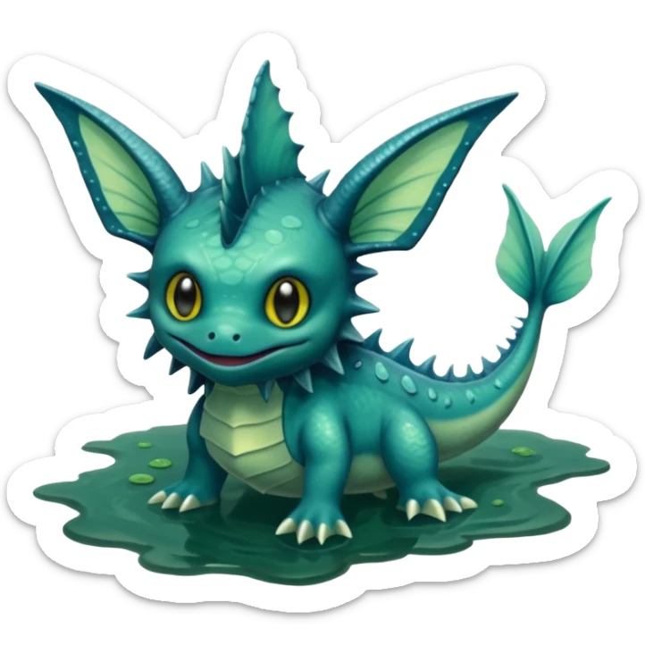 Deep-Dark-Swamp-Seafoam-Green Murky Gloomy Dull Swampy Muddy Vaporeon-Swamp-Algae-Monster sticker