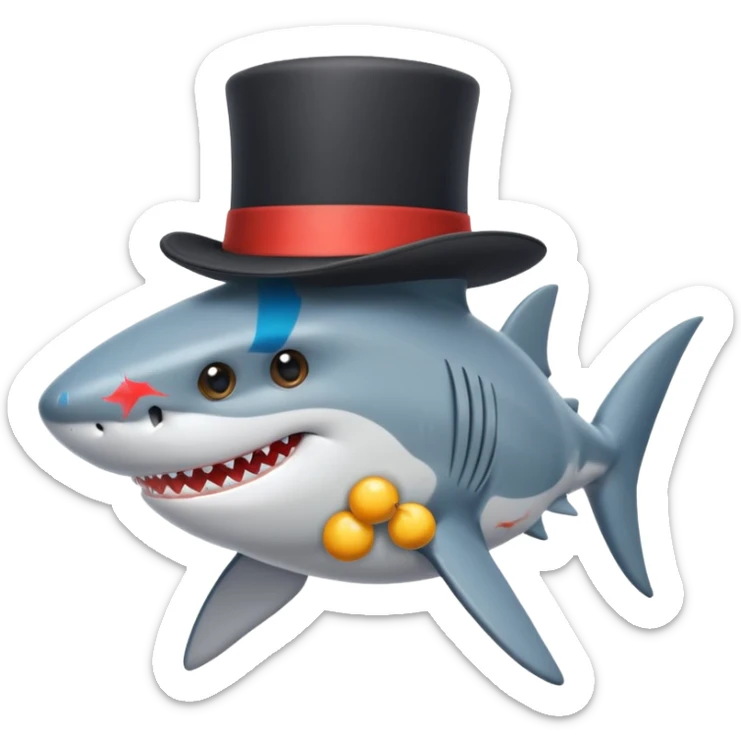 Shark with a top hat sticker