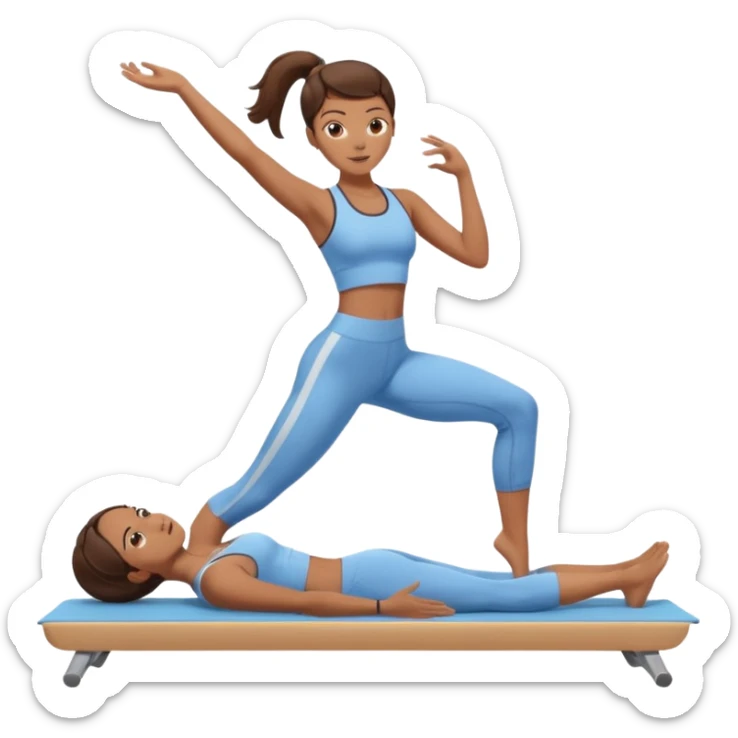A tanned girl with brunette hair in her 20’s doing Pilates sticker