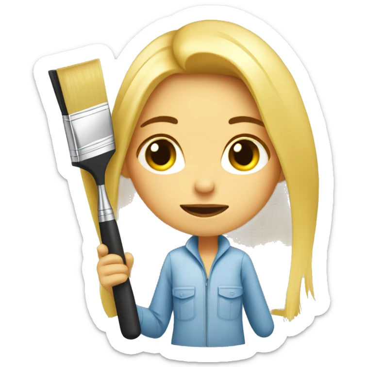 blonde girl tired with a brush for repairs home renovation sticker