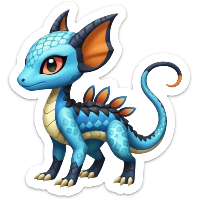 Cute Realistic Meloetta-Dewott-Salandit-Nargacuga-Pokémon-Fakémon-fusion-hybrid-creature sticker
