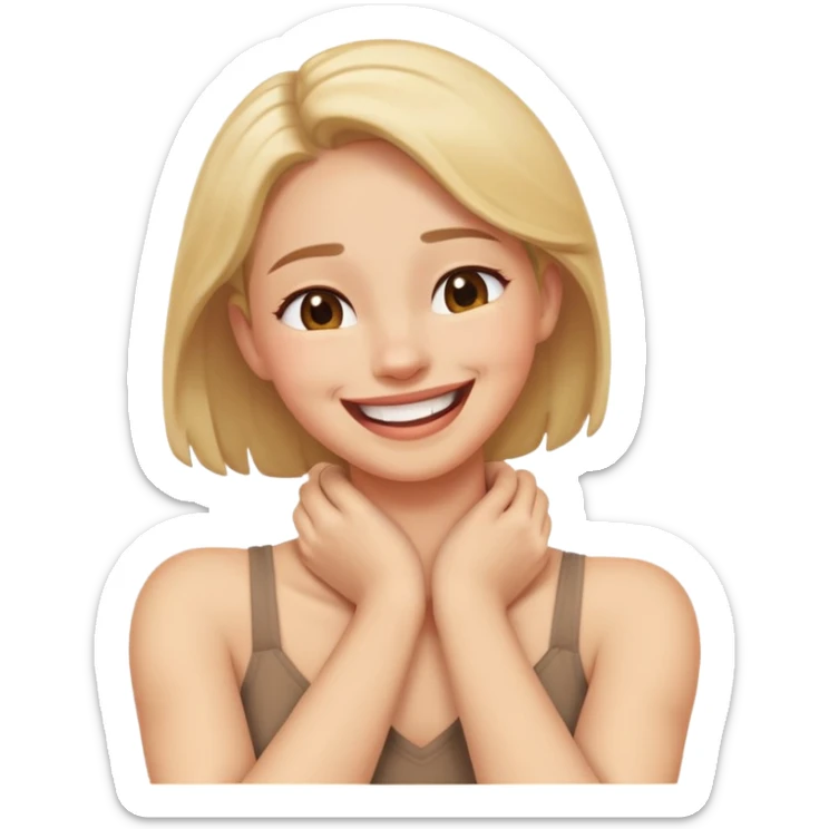 arms crossed holding neck laughing sticker