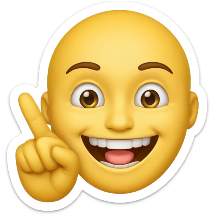 Emoji tête jaune avec un sourire et le doigt sur les dents  sticker