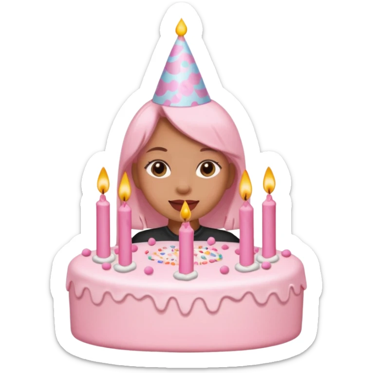 birthday girl emoji but not an actual girl i need the "birthday girl" words with cute baby pink font and a cake sticker